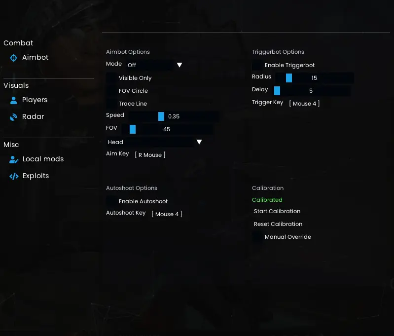 CheatArmy R6 aimbot, triggerbot and autoshoot menu