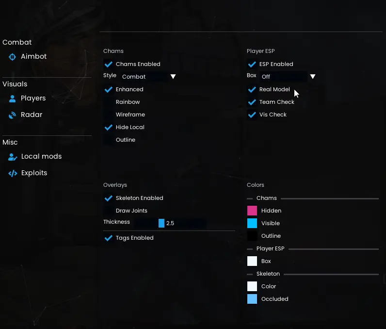 CheatArmy R6 Full player ESP and chams menu